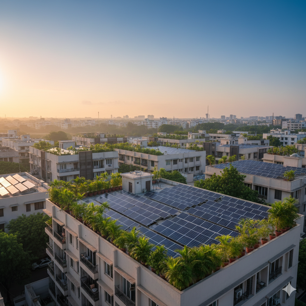 Housing society rooftop solar installation